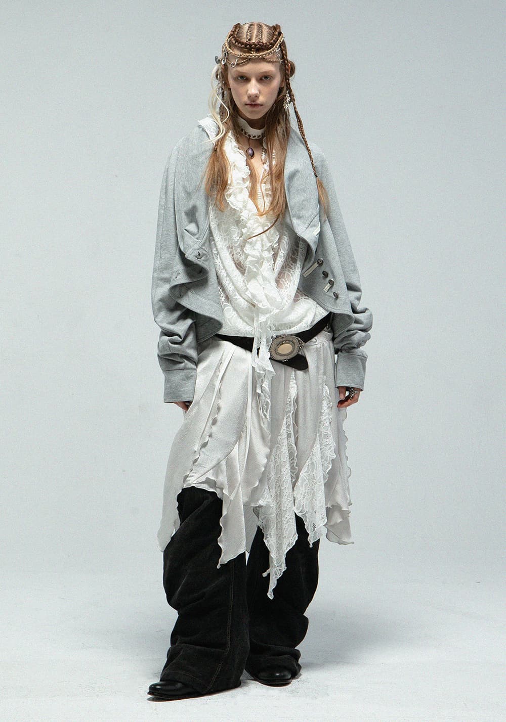 DOUBLEPUNCH丨Metallic Ruffle Lace Irregular Skirt - PSYLOS 1, DOUBLEPUNCH丨Metallic Ruffle Lace Irregular Skirt, Skirts, DOUBLEPUNCH, PSYLOS 1